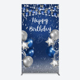 Lofaris Blue Grey Balloon Flags Happy Birthday Rectangle Backdrop